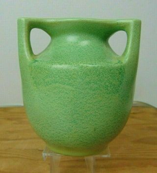 Vintage Haeger Arts and Crafts Pottery 3 Handle Matte Green Handled Vase or Urn 3