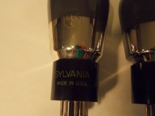2 Vintage Sylvania 6L6G Vacuum Tubes Smoked Glass Matching Codes Very Good 2