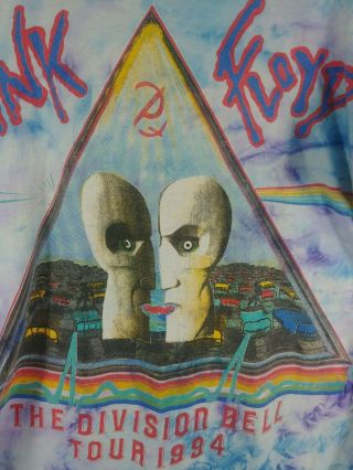 Vintage 1994 Pink Floyd The Division Bell Tour Tie Dye T Shirt XL 2
