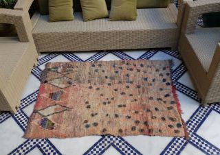 Vintage.  Authentic Woolen Azilal Rug Berber Handwoven Rug Teppich 4 