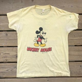 Vtg 70s Mickey Mouse Disney Double Sided 50/50 Tropix Togs T - Shirt Tee Sz L Thin
