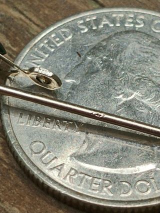 Vintage Victorian Diamond/Green Stone 14k White Gold Stick Pin 4