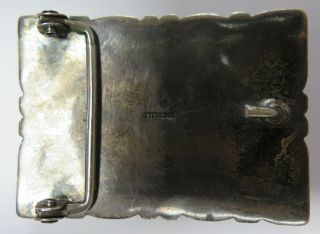 Vintage Native American Handmade Sterling Silver Turquoise Belt Buckle 47.  9g 5