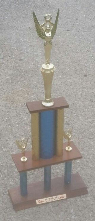 28 " Glass City Toledo Dragway Trophy Vintage Racing 1960s Hot Rod Drag Strip