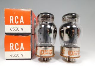 Rca 6550 V1 Matched Vintage Tube Pair Metal Base Round Getters Nos (test 98)