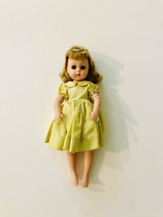 11 " Vintage Madame Alexander Lissy Doll Blonde Tagged Dress Gingham Taffeta