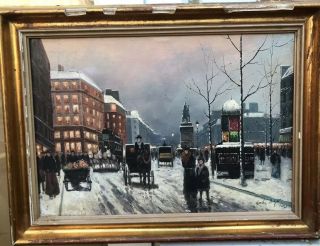 Very Rare French Impressionist Oil Painting Paris In Winter Signed Emile Boyer