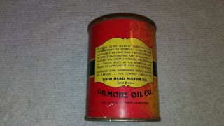 rare oil can gilmore lion head motor oil 1 lb grease can 2