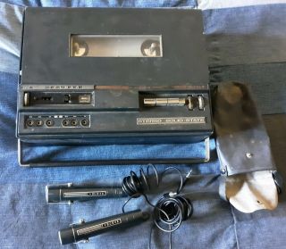 1967 Vintage Uher Telmar T - 410 Portable Reel Recorder W/ Microphones