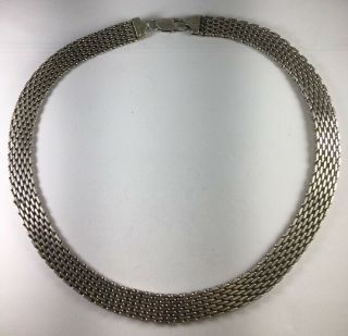 Vintage Italy Sterling Silver Panther Link Necklace Chain 10mm Sz 17” N30