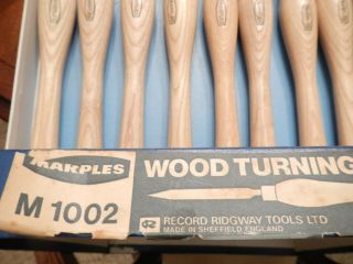 Vintage Marples Set of 8 Wood Carving Chisel Set Made In England W/ Box 6