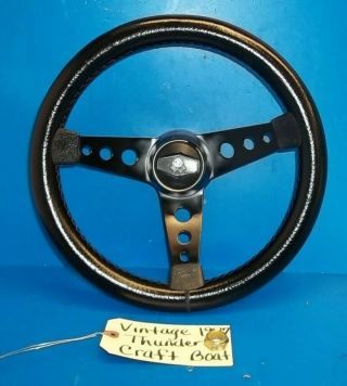 Vintage Thunder Craft,  Boat,  13 " Steering Wheel,  3 Spoke W/ Nut & Center Cap Logo