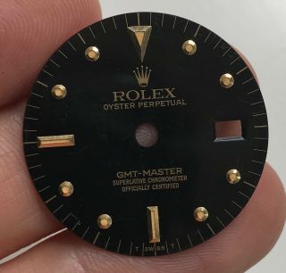 Vintage Rolex 18k Gmt Master Ref.  16753 16758 Black Nipple Dial Only