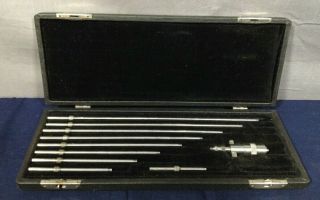 Vintage Starrett Inside Micrometer Set - Black Case - 9 Rods - Estate Find