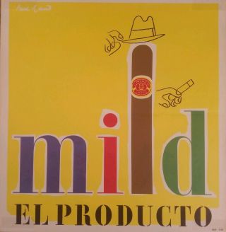 Iconic Vtg Paul Rand - El Producto Cigar Advertising Graphic Design Poster