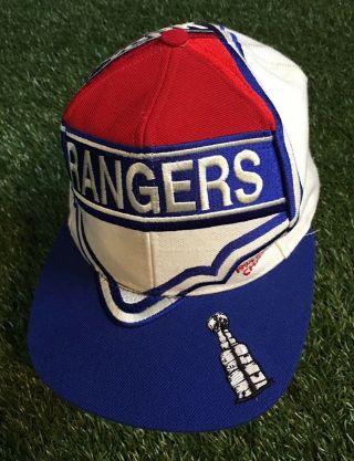 Vintage The Game Snapback Hat Nhl York Rangers Big Logo 90s Rare 94 Champs