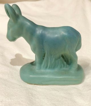 Vintage Van Briggle Turquoise Ming Aqua Donkey Figurine 3.  5 Inches Fully Signed