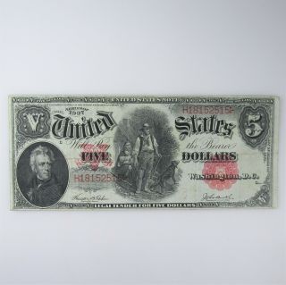 1907 United States $5 Bill Paper Currency Vintage