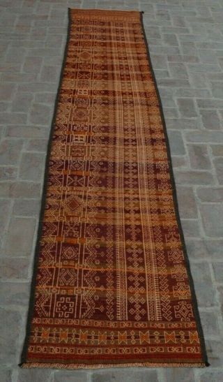 Kh146 Tribal Vintage Nomadic Shirazi Sumak Long Rug Kilim Wool Runner 2 