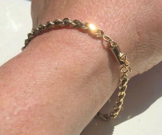 Vintage Estate 14k Gold Diamond Cut Rope Chain Bracelet 7.  5” 7.  8 Grams 3 Mm