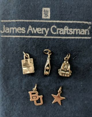5 James Avery Sterling Silver Charms,  Including Rare,  Retired Collector 