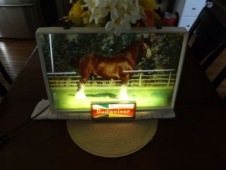 ANTIQUE VINTAGE BUDWEISER CLYDESDALE BEER LIGHTED BAR SIGN RAYMOND PRICE 2