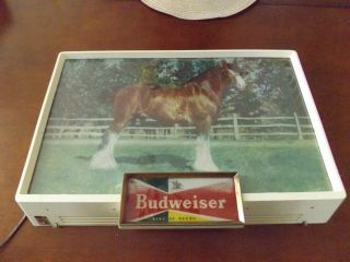 ANTIQUE VINTAGE BUDWEISER CLYDESDALE BEER LIGHTED BAR SIGN RAYMOND PRICE 4