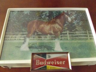 ANTIQUE VINTAGE BUDWEISER CLYDESDALE BEER LIGHTED BAR SIGN RAYMOND PRICE 6