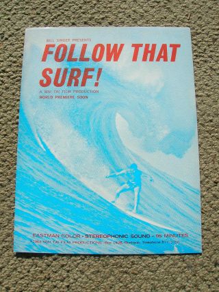 Vintage Surf Movie Poster Surfboard Surfing 1960s Surfer Bill Singer Two Sided