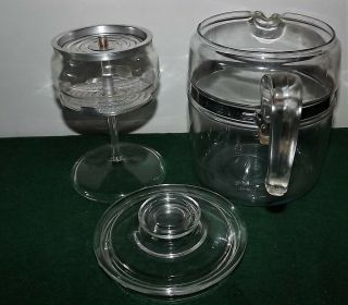 Pyrex Vintage Flame - Ware Glass 9 Cup Kitchen Range Coffee Pot Percolator Brewer