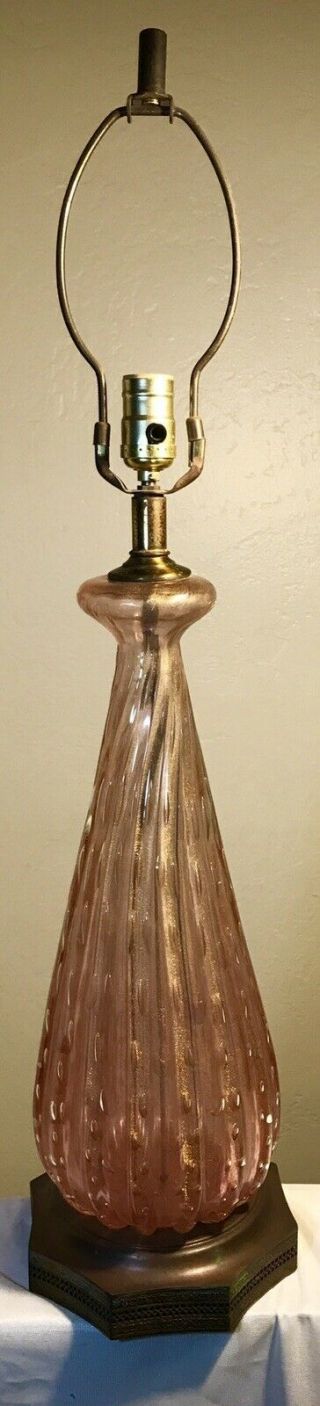 Vintage Murano Glass Lamp Barovier Toso Cordonato Oro Bubbles And Gold