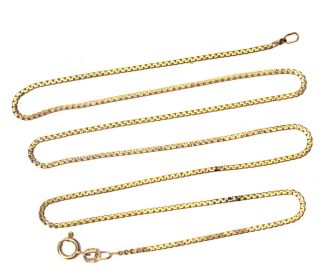 14k Yellow Gold Fancy Link Chain Box Necklace 3.  2g Estate 21 " Vintage