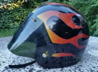 Vintage 1979 Bell Rt Open Face Helmet Custom Flames