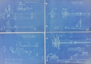 1920 Antique Blueprint Set - Industrial Art - Vintage Gears Pulley Mechanical