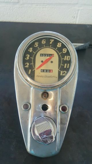 Vintage Harley Davidson Speedometer/mount/bracket/key Start/no Key