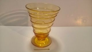 Vintage 1950s Whitefriars Yellow Studio Art Glass Ribbon Trailed Trumpet Vase