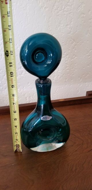 Vintage BLENKO Wayne Husted 5931 Aqua/Turquoise decanter 10