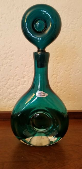 Vintage Blenko Wayne Husted 5931 Aqua/turquoise Decanter