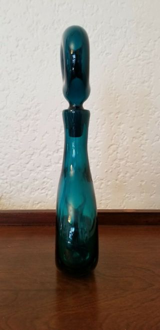 Vintage BLENKO Wayne Husted 5931 Aqua/Turquoise decanter 2