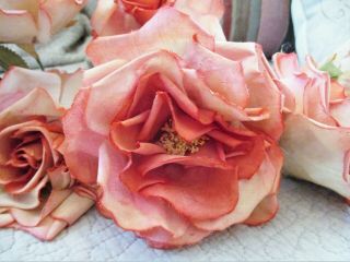 Vintage Fabric Hat Millinery 30 ' s 40 ' s Pink Roses Stems Hat Making Crafts 7 4