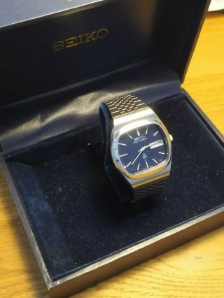 Seiko King Quartz 5856 - 5010 [rare Blue With Bracelet,  Box And Looks Nos]