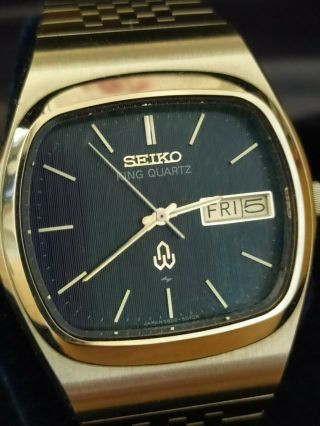 Seiko King Quartz 5856 - 5010 [rare blue with bracelet,  box and looks NOS] 2