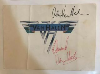 Vintage Van Halen Signed Vh Logo Okc In Store Promotion Eddie Alex Autographed