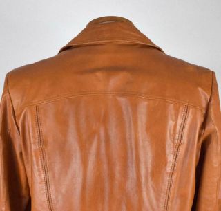 Vtg 70s Chestnut Brown Leather Retro Western Field Jacket Fight Club Mens 42 6