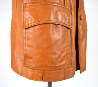 Vtg 70s Chestnut Brown Leather Retro Western Field Jacket Fight Club Mens 42 7