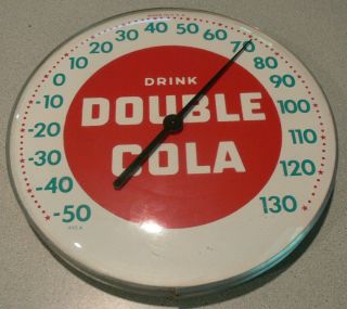 Vintage Drink Double Cola Advertising Thermometer 12 " Round Glass