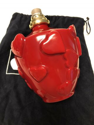 Vintage Lampe Berger Artoria Limoges Red Embossed 3d Hearts Fragrance Oil Lamp