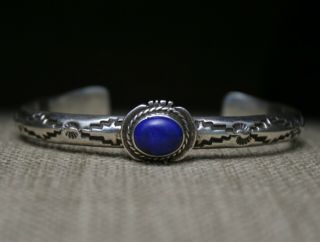 Vintage Native American Navajo Lapis Lazuli Sterling Silver Cuff Bracelet