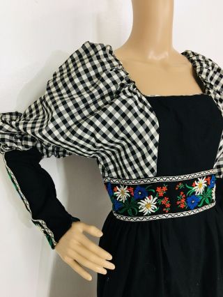 Vintage Black Label Gunne Sax Gingham Maxi Dress with Zip - up Sleeves Size 11 2