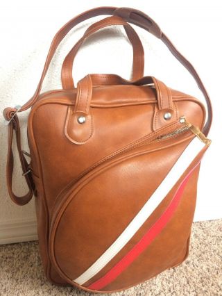 Vintage Tennis Bag Brown Leather Retro Racquet Case Laptop Tablet Duffel Gift